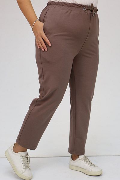 Eslina 49511 Plus Size Mink Skinny Leg Sweatpants - Ελαστική με δύο κλωστές