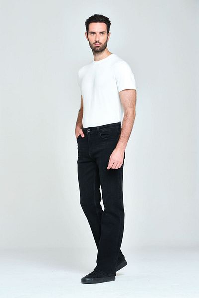 Pantamo Jeans Μαύρο ανδρικό τζιν παντελόνι με φαρδύ πόδι