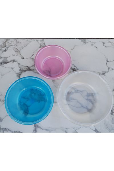KAPLANBABA 3 Pieces Round Basin Set - Kitchen Bowl Set with Plastic Basin (20,25,28 cm)
