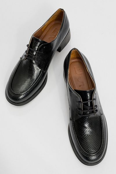 LuviShoes Chies Black Patterned Lace-Up Women's Loafer Shoes