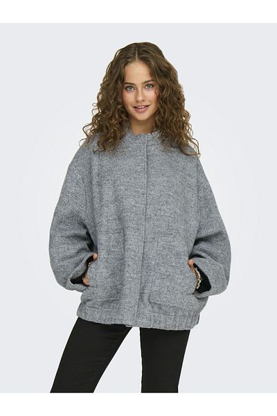 ONLY Women's Gray Onlquinn L/S Ovs Bomber Jacket Xt Pnt Jacket 15328165 -Mediumgre