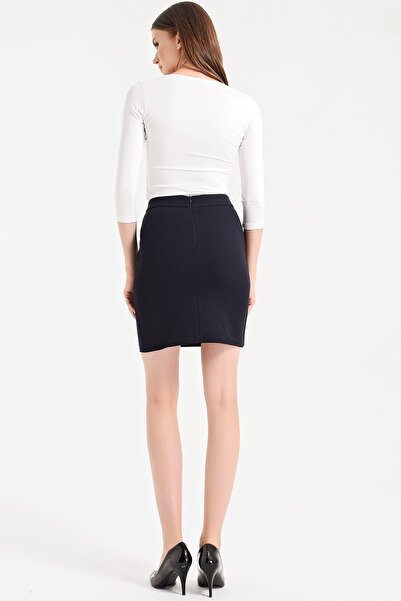 Jument Fustă de birou tip creion cu talie înaltă din bumbac lycra - 