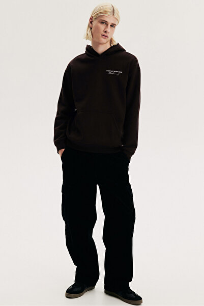 H&M Loose Fit Baskılı Ve Kapüşonlu Üst