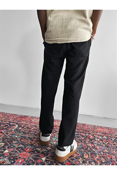 ablukaonline Fekete vászon Boyfriend nadrág - férfi