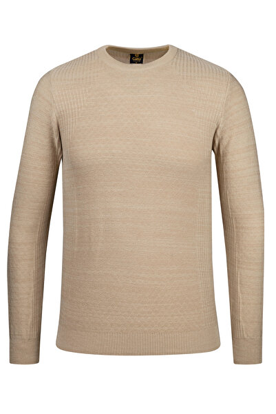 Çizgi Triko Чоловічий светр з нульовим коміром Светр з візерунком на рукавах і талії з еластичною резинкою - 5019c