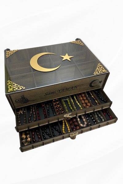 Yaman Hediyelik Kişiye Özel İsimli Tesbih ve Saat Koleksiyon Kutusu – 20 Tesb...