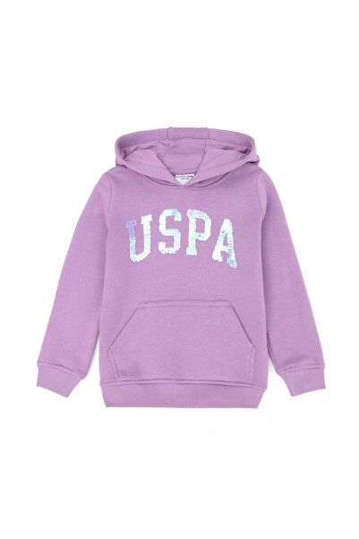 U.S. Polo Assn. سويت شيرت بقلنسوة للأطفال باللون الأرجواني الفاتح 50272615-VR034