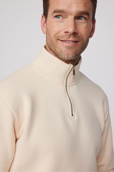 Tudors Φούτερ Unisex Relax Fit Relaxed Cotton Fleece με μισό φερμουάρ εκρού γιακά
