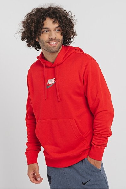 Nike Club+ Ft Pullover Hoodie Kırmızı Erkek Sweatshirt