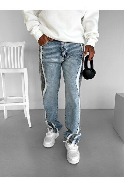 ablukaonline Сині баггі-фіт джинси для чоловіків з смужками