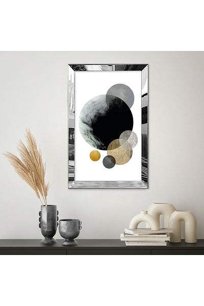 Zevahir Mobilya Dekorasyon Cerc abstract Concept Single MDF cu cadru din plexiglas cu oglindă argintie