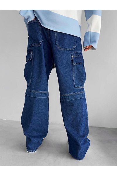 ablukaonline Ανδρικό παντελόνι Cargo Blue Baggy Fit