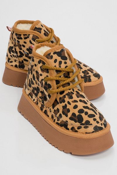 LuviShoes OVELA Schwarz-gelb gemusterte Damen-Sportstiefel mit dicker Sohle und Schnürung