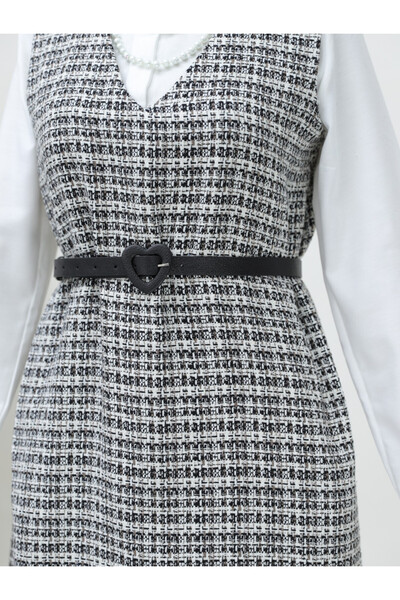 Modamorfo V-Neck Tweed Gilet -μαύρο