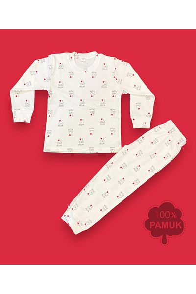 babymiss Long Sleeve Colorful Heart Patterned Children's Pajama Set