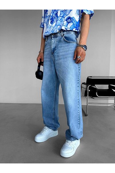 ablukaonline Ανδρικό Blue Basic Jean - Super Baggy Fit