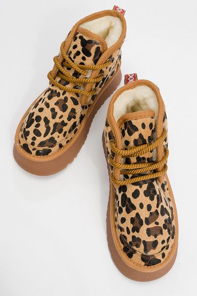 LuviShoes OVELA Schwarz-gelb gemusterte Damen-Sportstiefel mit dicker Sohle und Schnürung