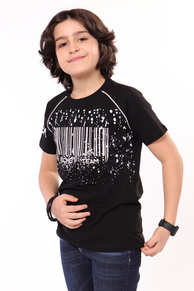 Toontoy Tricou pentru băiat - Racing Team Written Barcode cu imprimeu