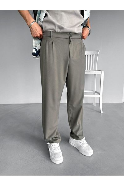 ablukaonline Hellgrüne Baggy-Fit-Stoffhose – PNT.0029