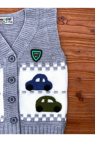 tinitins Boy's Colorful Car Embroidered Knitwear Vest