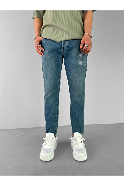 ablukaonline Ανδρικό μπλε φαρδύ τζιν παντελόνι - jen.0057