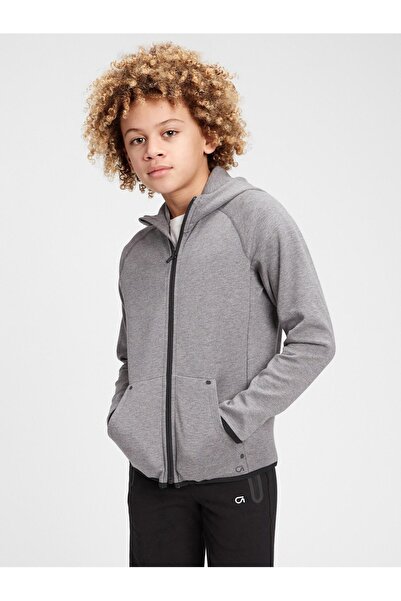 GAP Erkek Çocuk Gri GapFit Kids Kapüşonlu Sweatshirt
