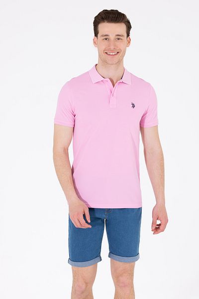U.S. Polo Assn. Ανδρικό μπλουζάκι πόλο ανοιχτό ροζ - 50262933 -VR078