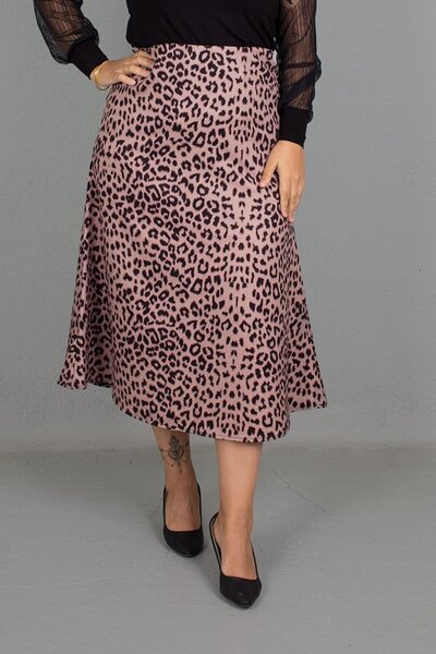 Truva XXL Leopard Print Large Size Bell Skirt
