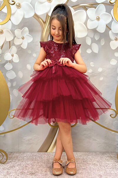 Riccotarz Dívčí flitrované vyšívané červené večerní šaty Katkat Claret Věk 4-7