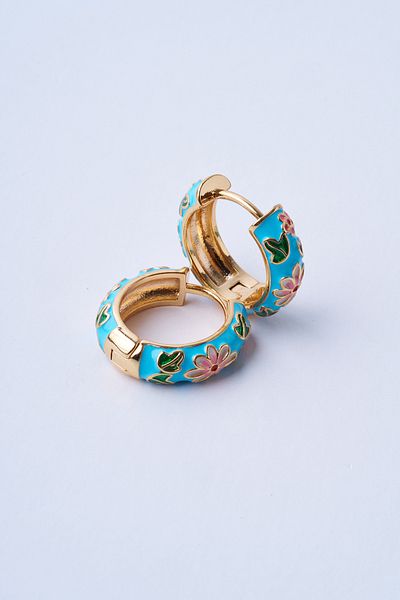 Mirey Blue Daisy Rice Earrings