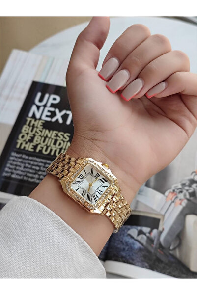 Bimodabu ساعة يد نسائية رومانية فاخرة ذات قرص مربع مرصعة بالأحجار