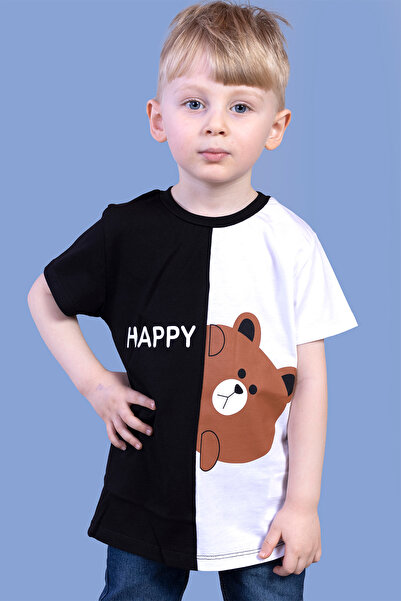 Toontoy تي شيرت مطبوع عليه دمية دب بلونين للأولاد