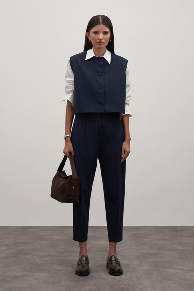 Mathilda Store Kadın Lacivert Private Edition Düğme Detaylı Yelek