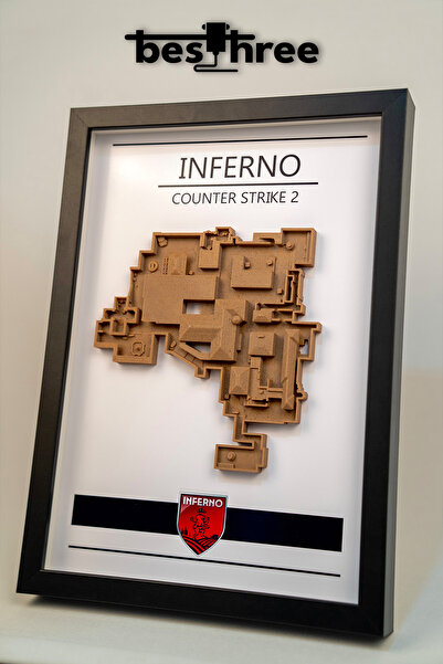 Besthree Counter-strike (CS/CSGO/CS2) Inferno(İNFERNO) Haritası 3 Boyutlu Çer...