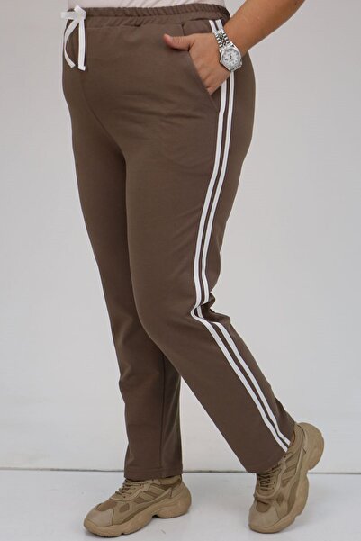 Eslina 49510 High Waist Elastic Mink Sweatpants - Plus Size, Two Thread