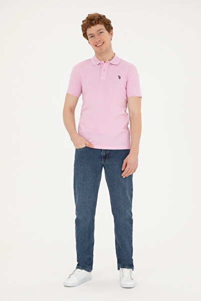 U.S. Polo Assn. Ανδρικό μπλουζάκι με λεπτή εφαρμογή Polo Neck Pink Basic 50279573-VR041