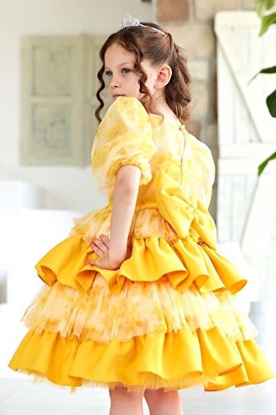 Riccotarz Fata - Rochie de seara cu volane cu flori galbene