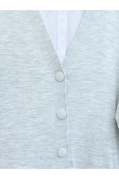 Modamorfo Winter Gray Hijab Knitwear Cardigan - Buttoned