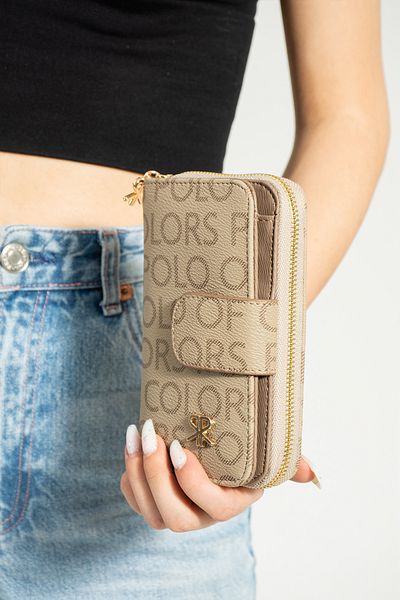 ImPolo Nili Mink Camel Empin Print Women's Hand Wallet 10X18 Size