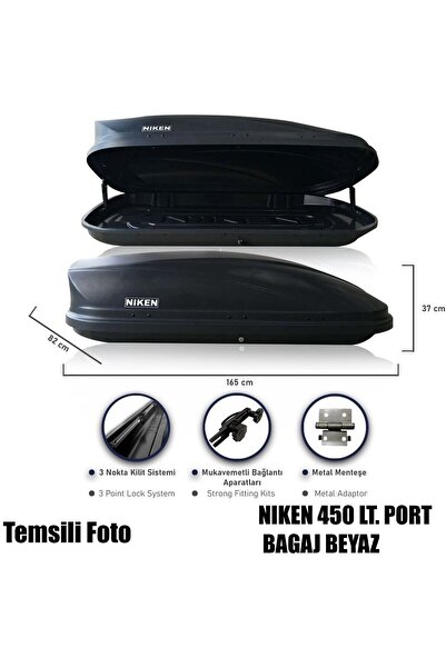 Karva Araç Üstü Port Bagaj Kapalı Tabut 3 Kilitli 450 Lt Beyaz Niken