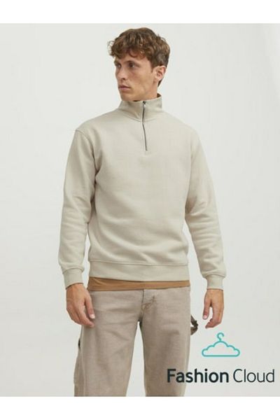 Jack & Jones Men's Beige Jjebradley Hooded Sweatshirt - Moonbeam