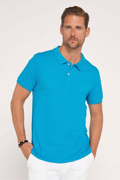 Tudors Ανδρικό μπλουζάκι Slim Fit Slim Fit 100% βαμβακερό απλό πικέ μπλε γιακά μπλουζάκι πόλο