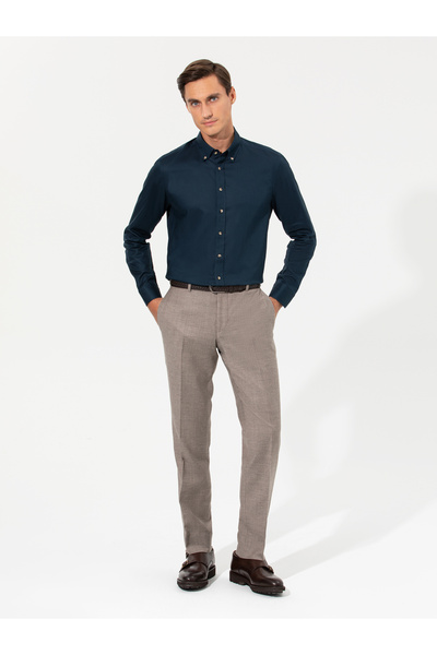 Cacharel Bej Slim Fit Yün Karışımlı Kumaş Pantolon 50257235-VR011