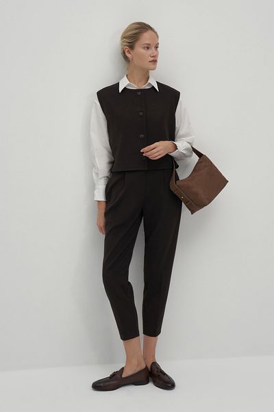 mathilda store Women's Bitter Brown Private Edition Button Detailed Vest