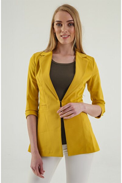 Jument Κάπρι Μπλέιζερ Γραφείου με Τριών Τετάρτων Μανίκια, Διακοσμητικές Τσέπε...