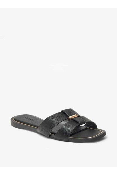 Celeste Women's Textured Slip-On Sandals with Metal Accent