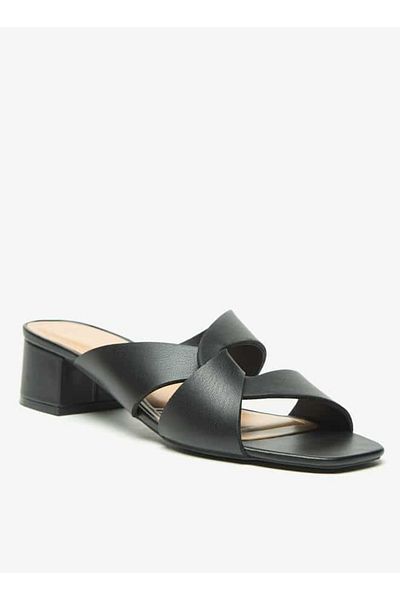 Celeste Women's Solid Slip-On Sandals with Block Heels