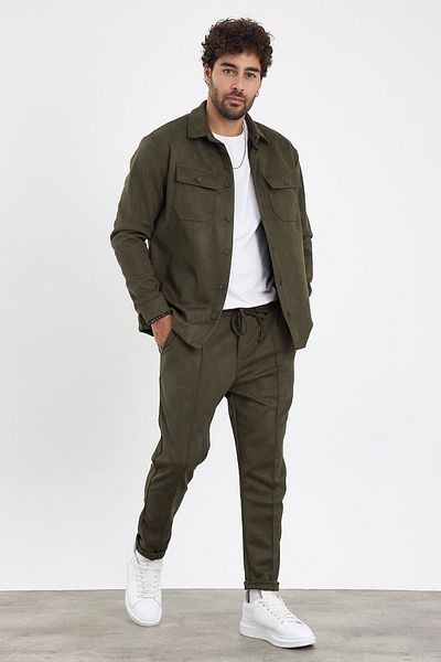 MADZEYMODA New Season Ανδρικό πουκάμισο Scuba Khaki Suede Mz19808