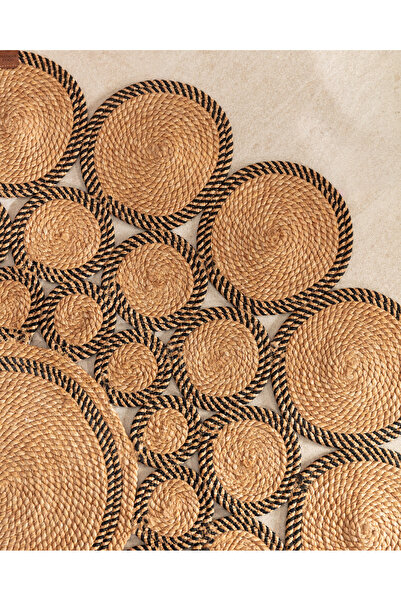 Madame Coco Alsace Yuvarlak Eklemeli Kilim - Naturel/siyah - 120 Cm