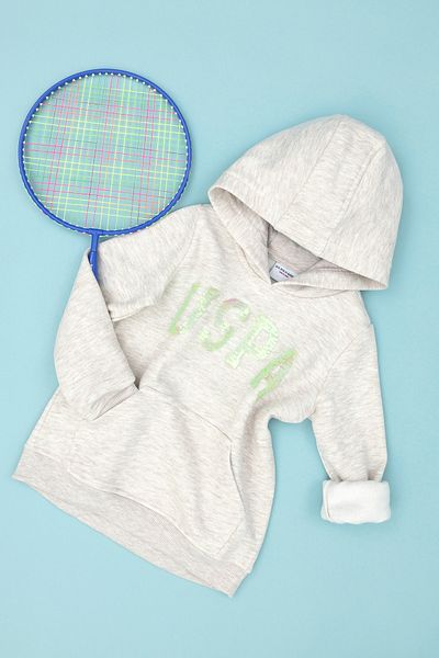 U.S. Polo Assn. Beige Melange Children's Hooded Sweatshirt - 50272615 -Vr156
